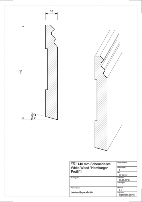 Sockelleiste White Wood 18 mm x 140 mm