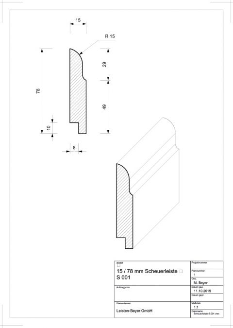 Scheuerleiste Buche 15 x 78 mm S 001