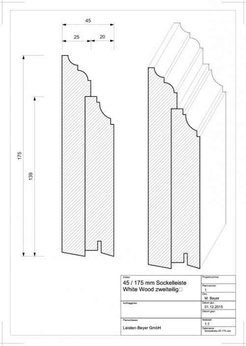 Sockelleiste White Wood 45 mm x 175 mm