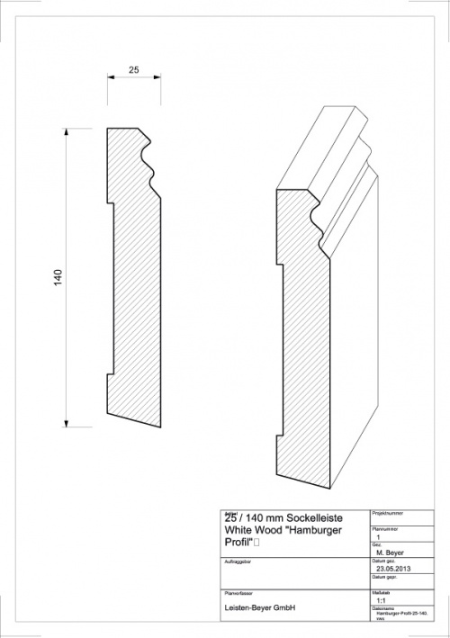 Sockelleiste White Wood 25 mm x 140 mm