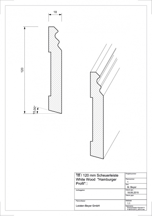 Sockelleiste White Wood 18 mm x 120 mm