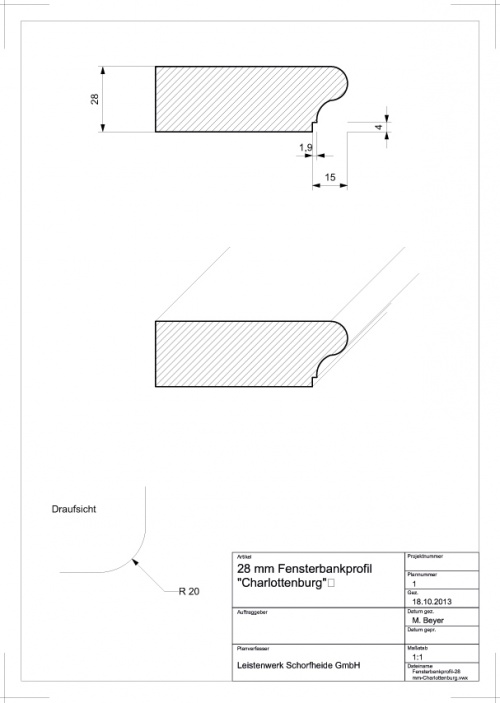 Fensterbankprofil 28 mm Typ B