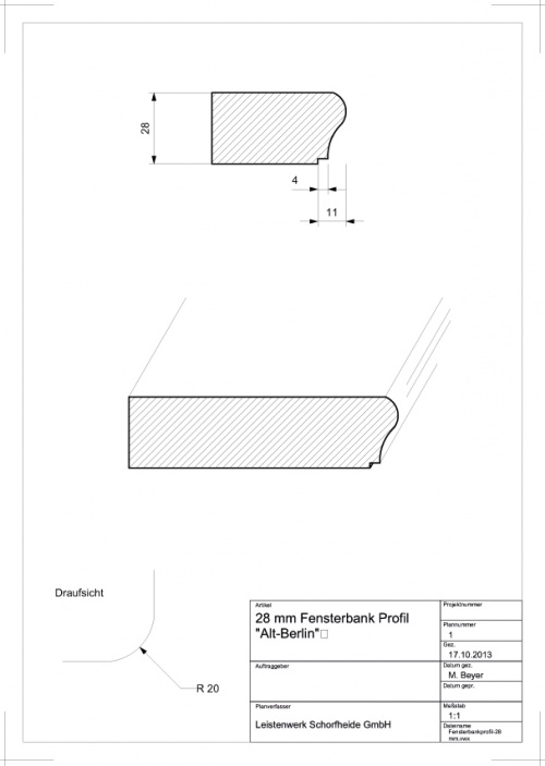 Fensterbankprofil 28 mm Typ A