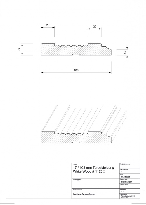 Türbekleidung White Wood # 1120