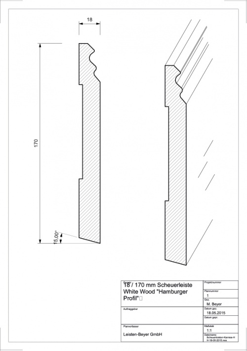 Sockelleiste White Wood 18 mm x 170 mm