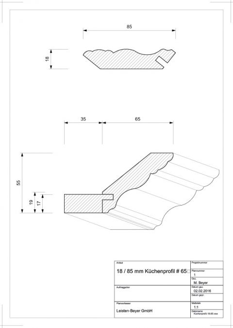 Küchenprofil Eiche zweiteilig # 065