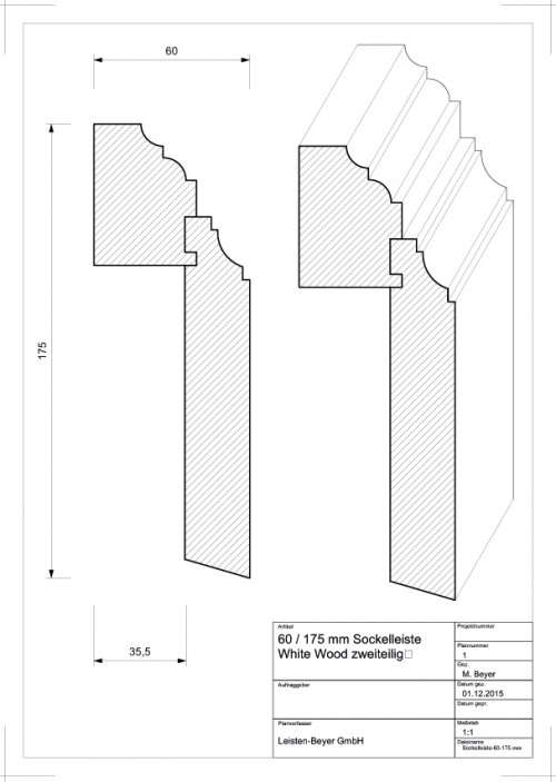 Sockelleiste White Wood 60 mm x 175 mm