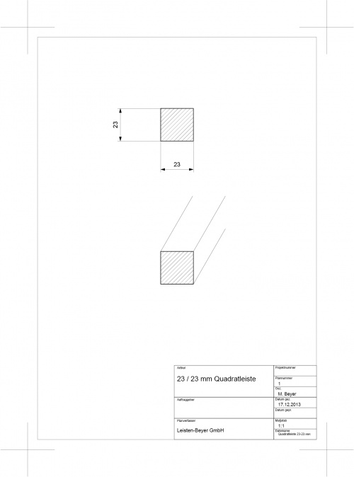 Quadratleiste Buche 23 mm x 23 mm