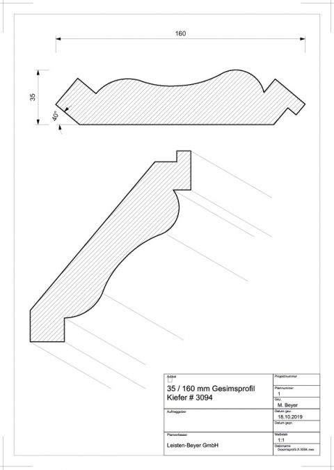 Gesimsprofil Kiefer # 3094